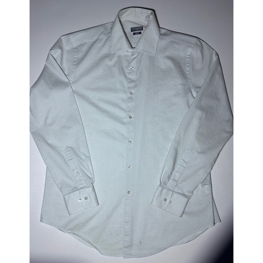 Van Heusen Flex Dress Shirt Mens Large 16-16.5 Geometric Slim Fit Stretch Formal